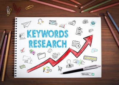 Notebook with Words Keyword Research