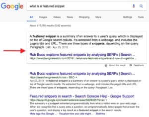 Google Featured Snippets Example