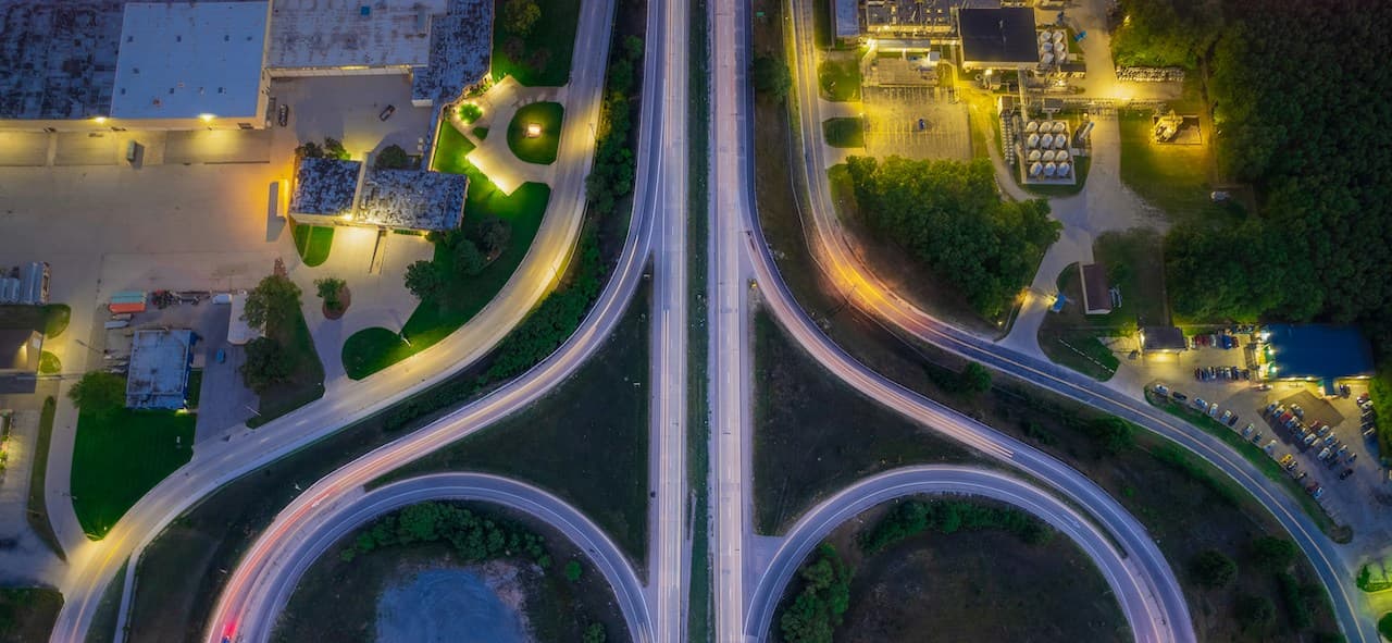 Aerial View of Interconnected Highways