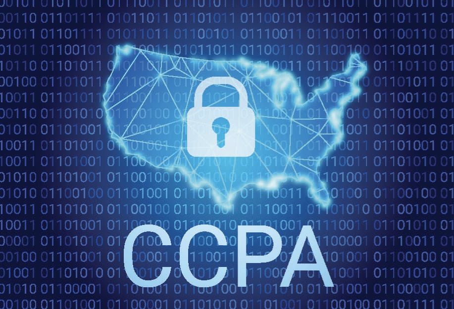 CCPA Letters and U.S. Map with Padlock on Binary Background