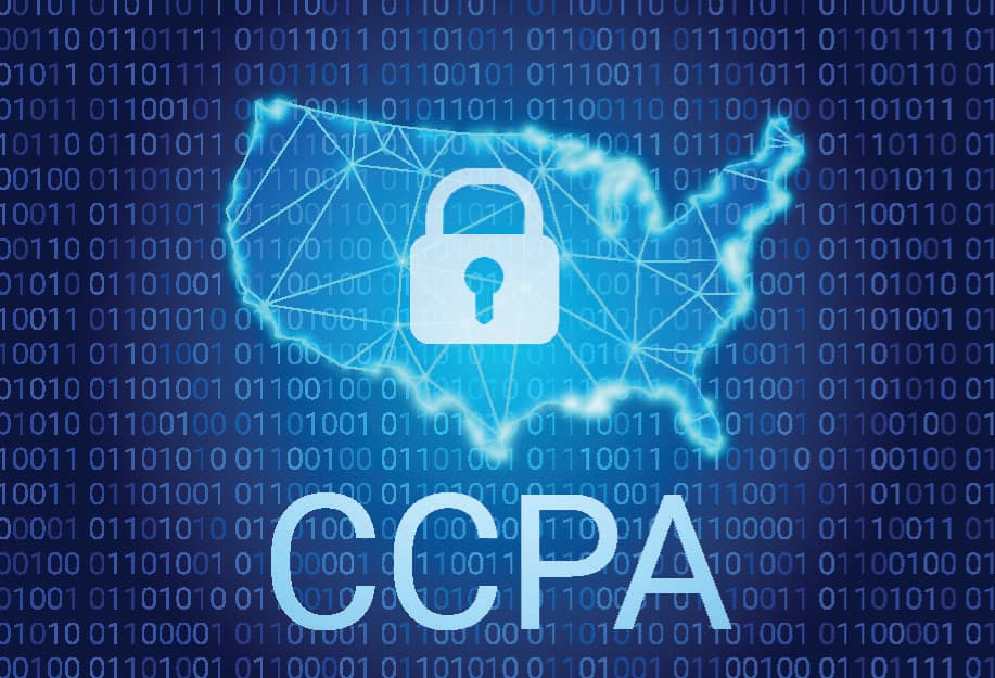 CCPA Letters and U.S. Map with Padlock on Binary Background