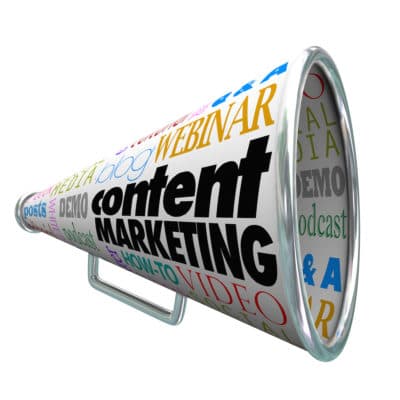 Megaphone with Digital Content Marketing Phrases